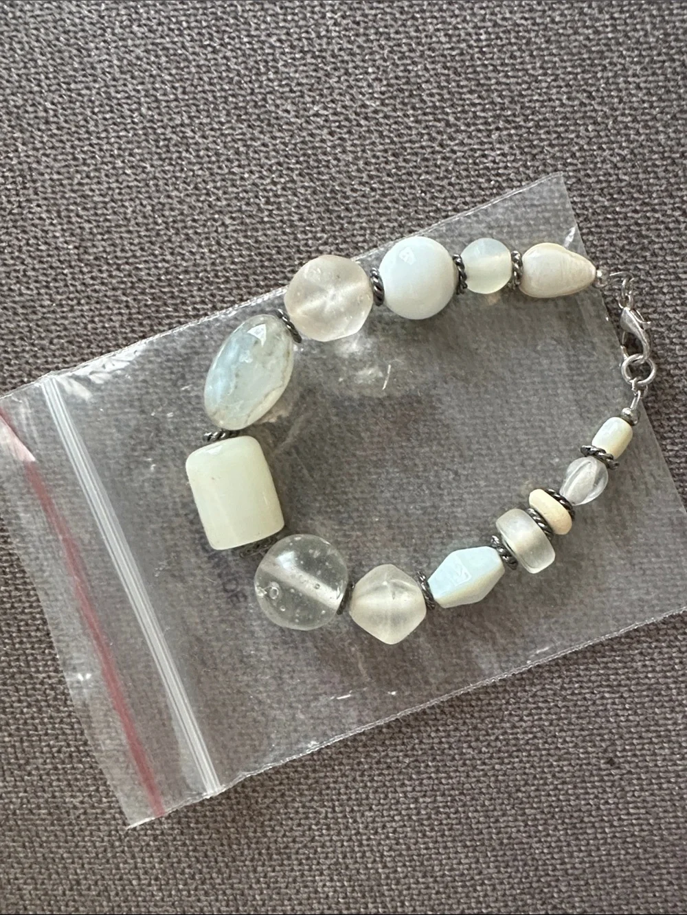 Handcrafted White and Cream Beaded Women's Bracelet